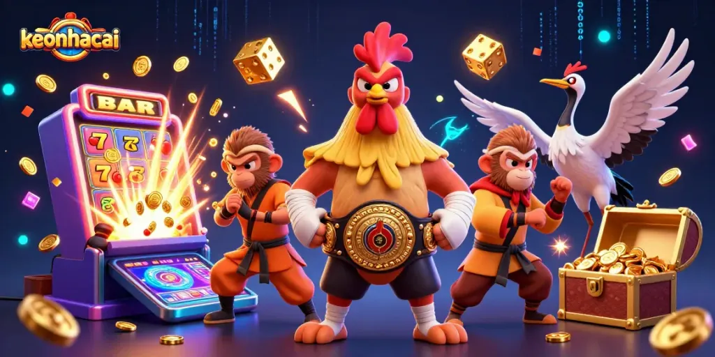 Spin to win with keonhacai as you engage with vibrant casino characters and dynamic gaming elements.