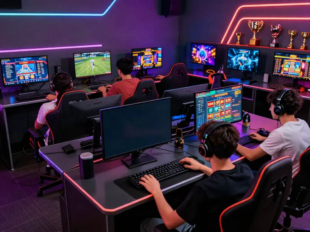 Players engaging in online gaming on the TX88 platform with vibrant visuals, showcasing slots and sports betting.
